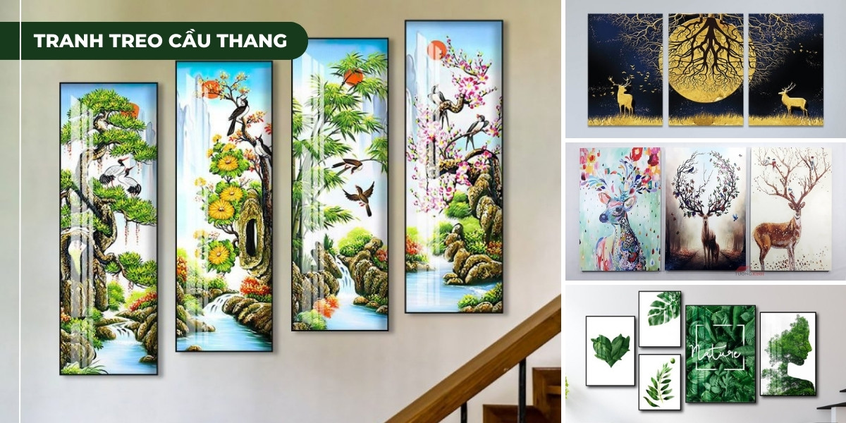 Cách Treo Tranh Tứ Quý Ở Cầu Thang Xưởng Tranh Tuệ Dương Chuẩn Phong Thủy image-1748276649170