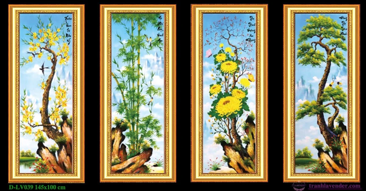 Cách Treo Tranh Tứ Quý Xuân Hạ Thu Đông Xưởng Tranh Tuệ Dương image-1748276211189